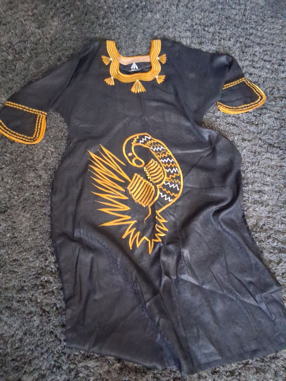 Black and Gold Embroidered Unisex Full Length Top - Traditional Style